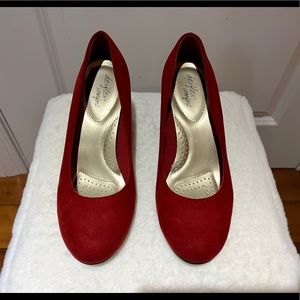 Red Closed Toe Wedges